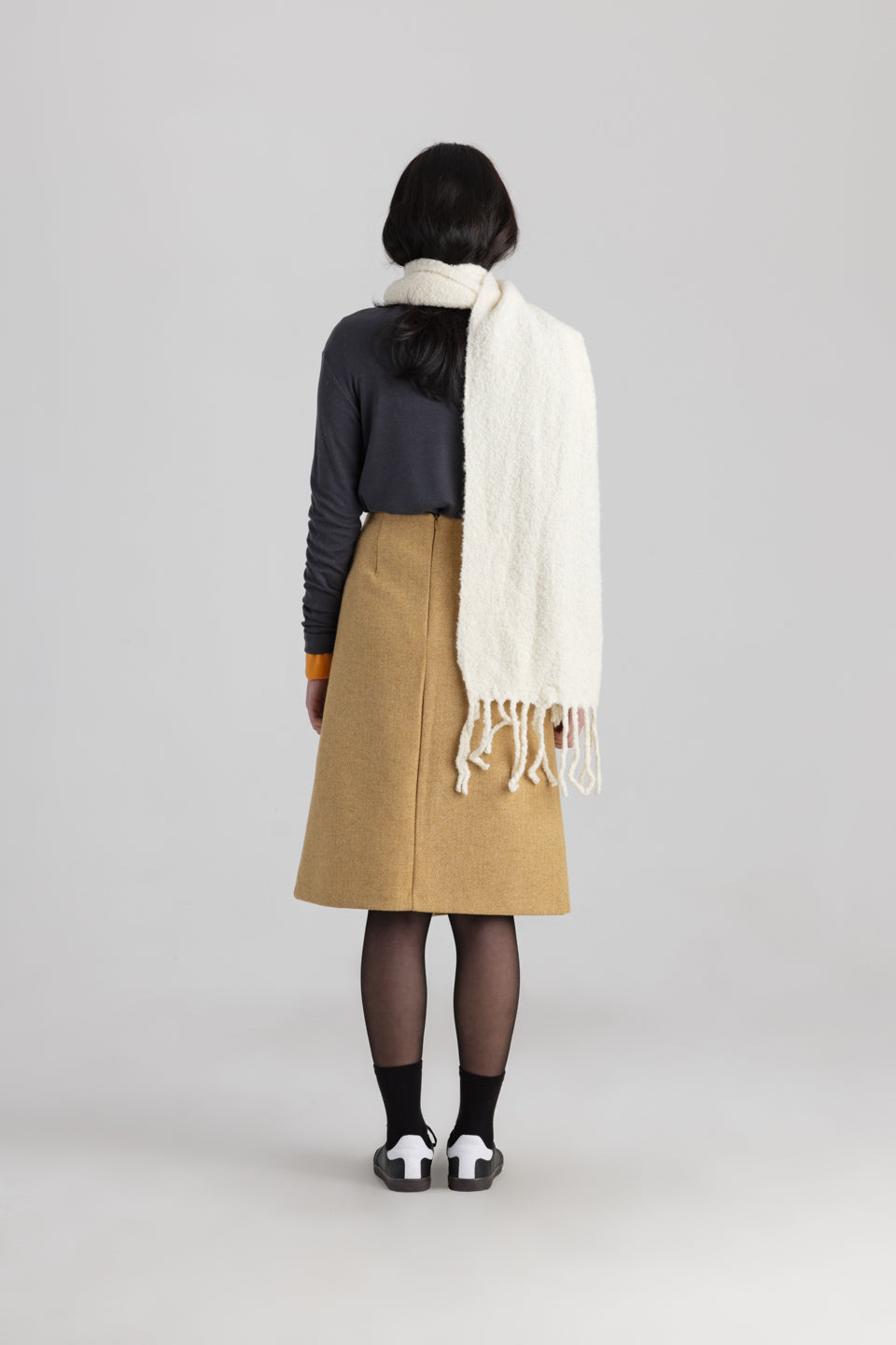 Wool-fringed scarf
