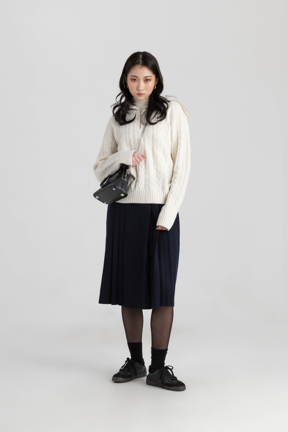 Classic pleated wool skirt