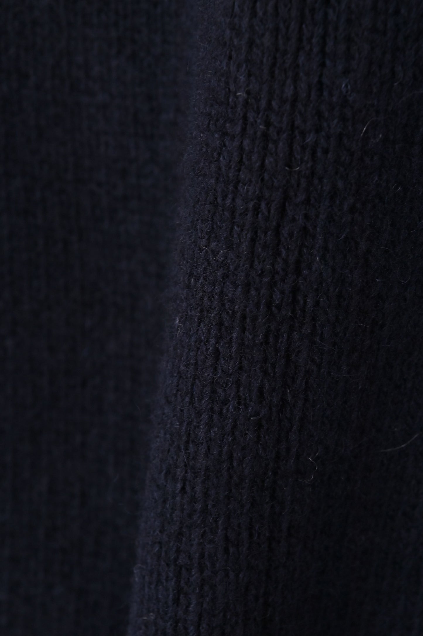 Wool rib neck knit cardigan